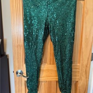 Tipsy Elves Shimmering Emerald Leggings